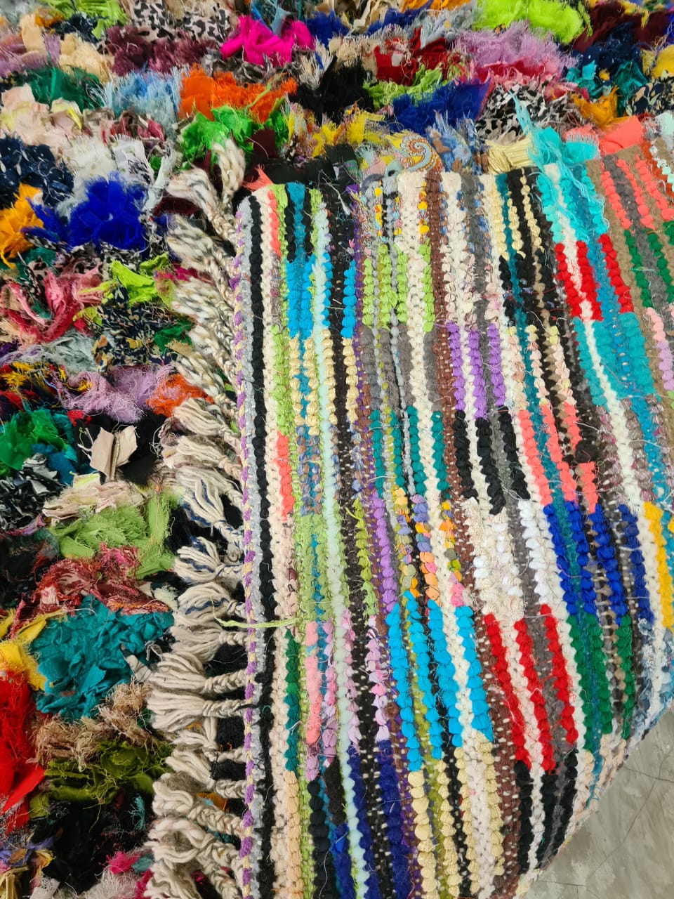 Petals in Rebellion – Boucherouite Floral Explosion in Reclaimed Textiles