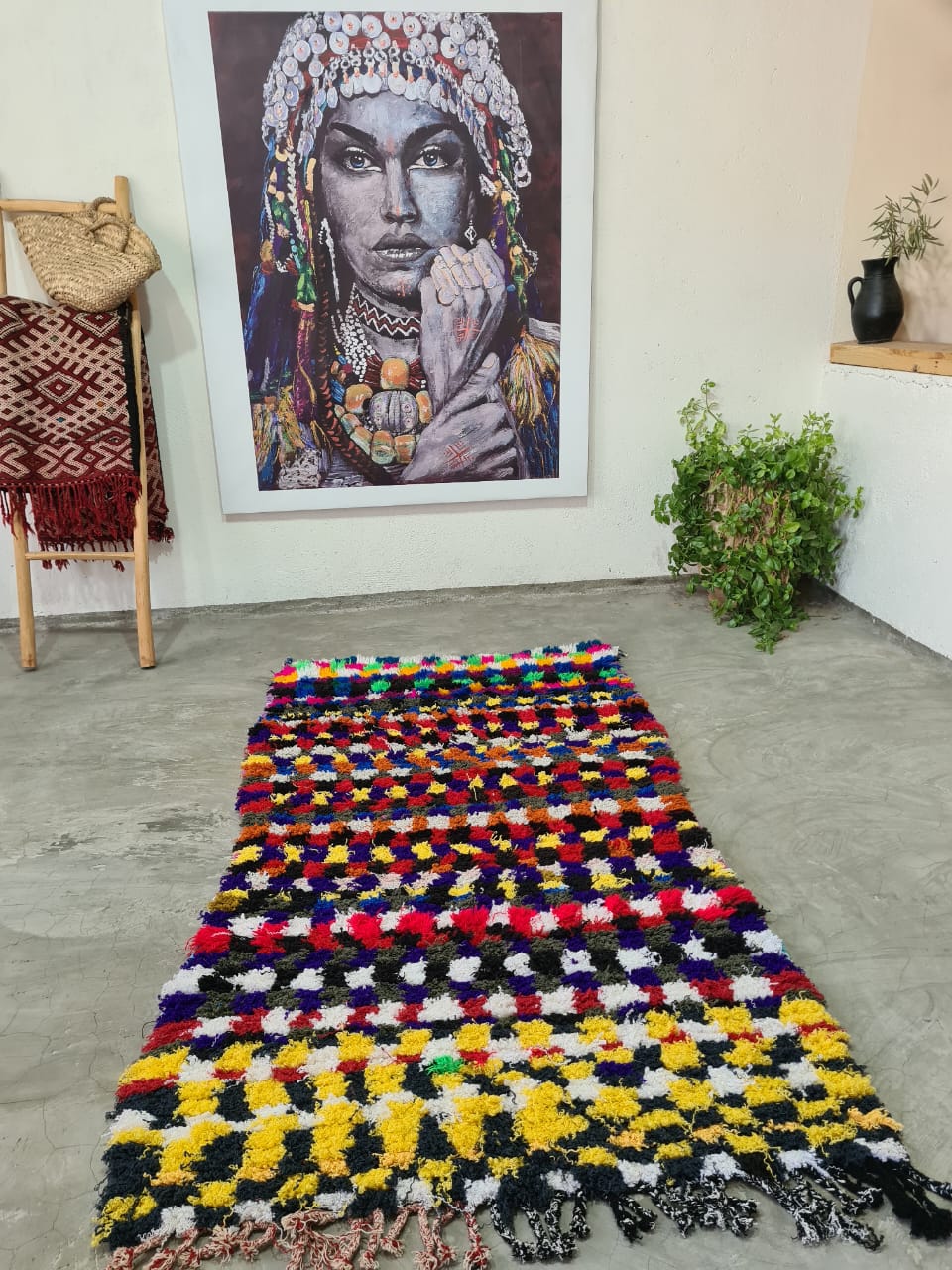 Fragments in Rhythm – Boucherouite Checkerboard in Reclaimed Textiles