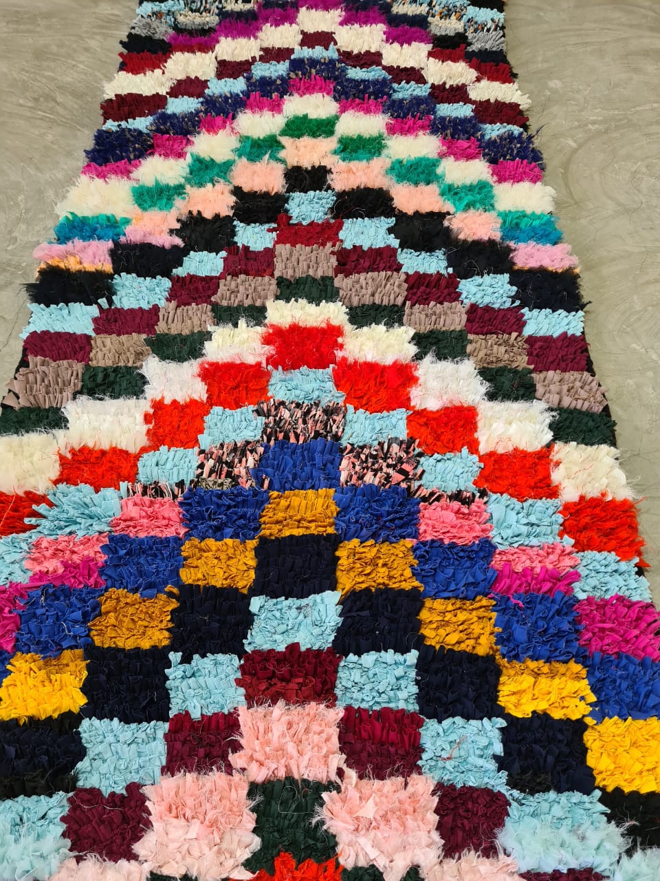 Patchwork of Echoes – Boucherouite Rug in Reclaimed Color