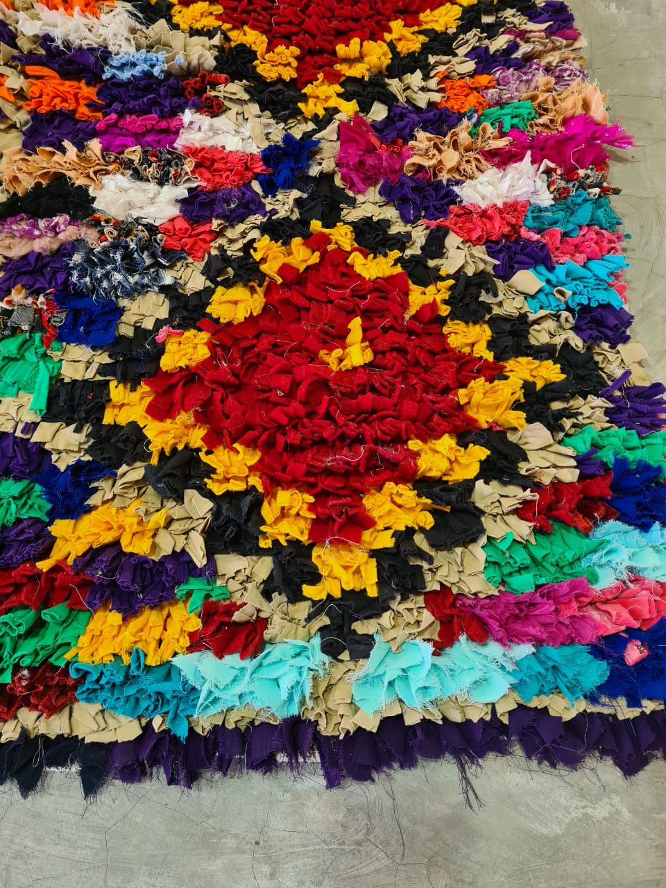 Prismatic Orchard – Amazigh Boucherouite in Reclaimed Chromatics