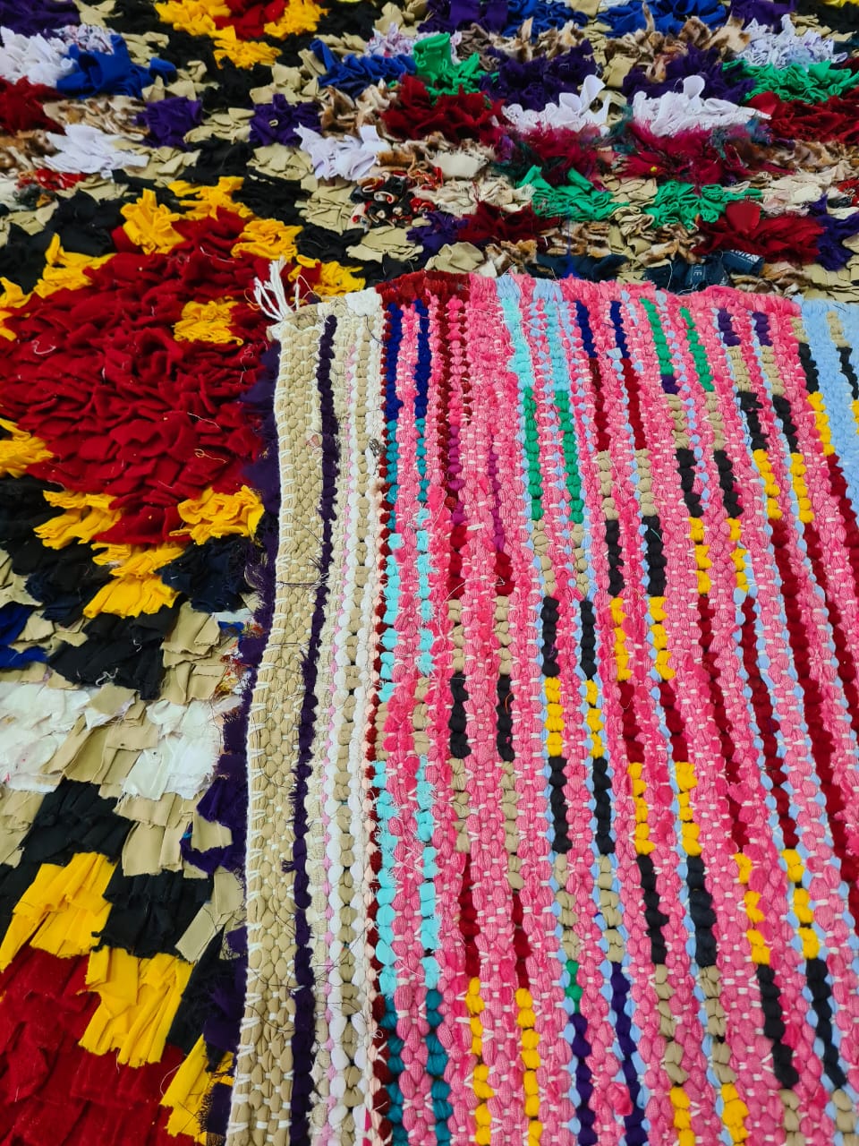 Prismatic Orchard – Amazigh Boucherouite in Reclaimed Chromatics