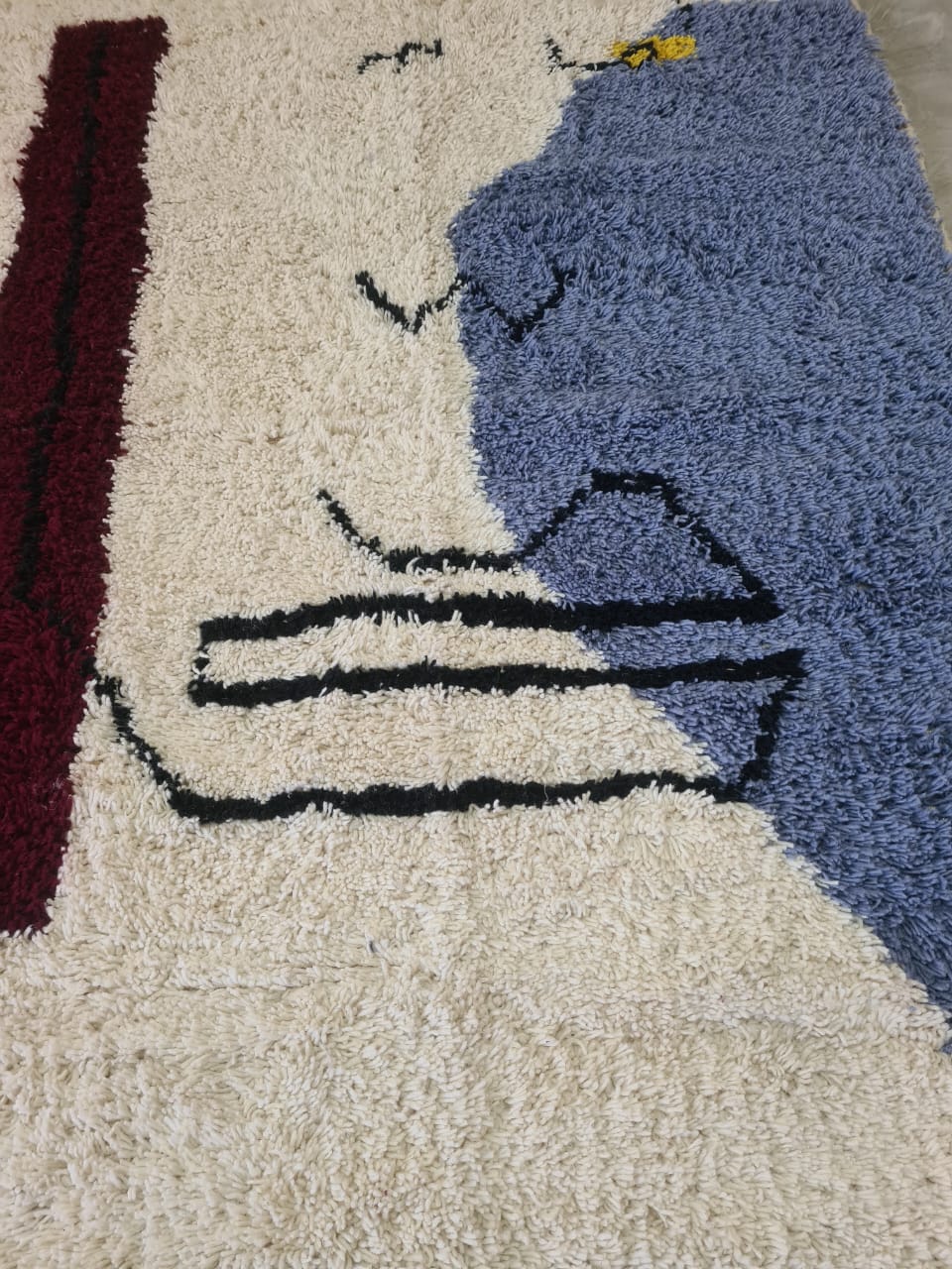 Lacustrine Silence – Beni Mrirt Rug in Indigo and Ecru