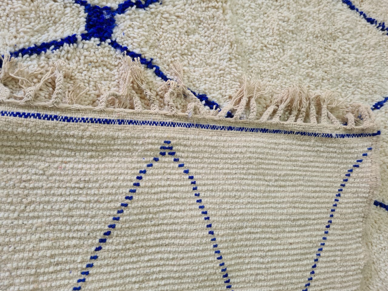Blue Geometry – Beni Ourain Rug with Indigo Diamond Grid