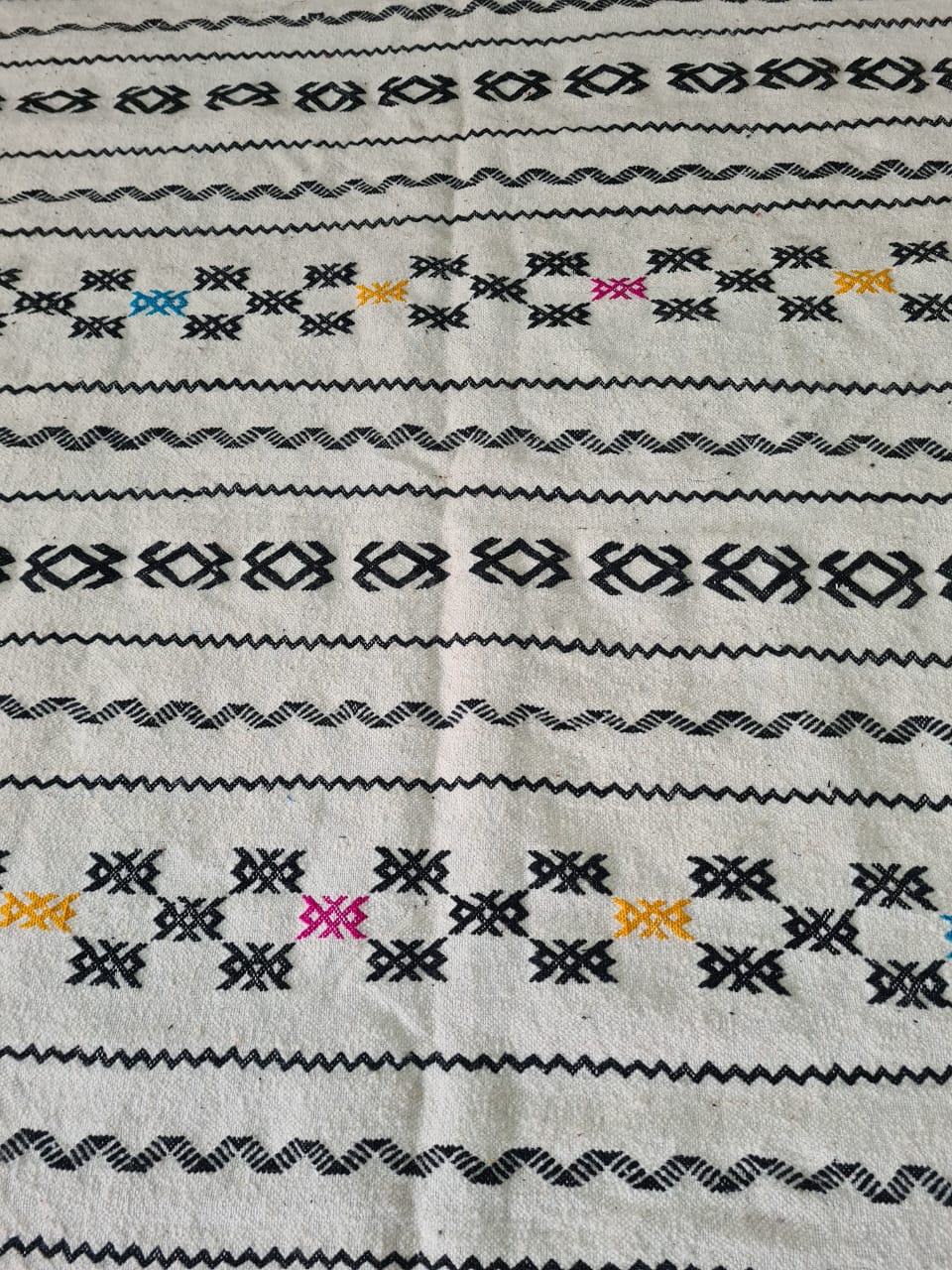 Wild Bloom – Zemmour Kilim with Embroidered Floral Glyphs