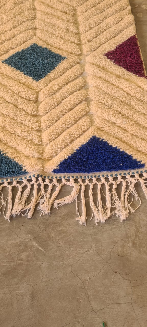 Azilal Chevron Diamonds — Multicolor on Ivory Wool