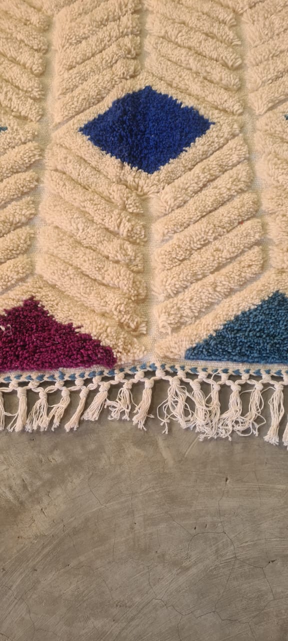 Azilal Chevron Diamonds — Multicolor on Ivory Wool
