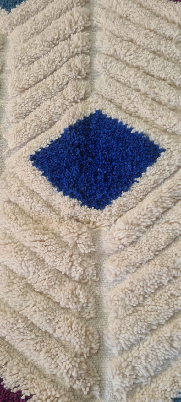 Azilal Chevron Diamonds — Multicolor on Ivory Wool