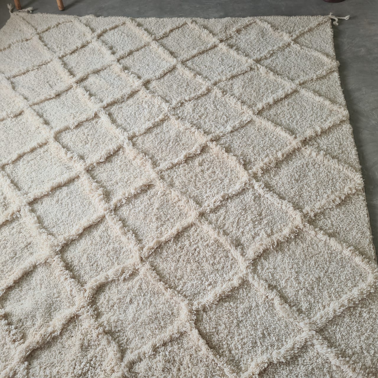 Marmoucha Diamond Lattice — Natural Ivory Wool