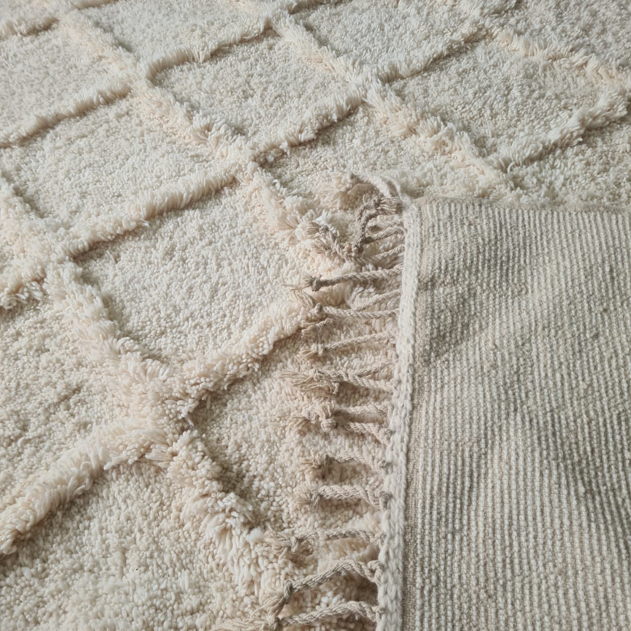 Marmoucha Diamond Lattice — Natural Ivory Wool