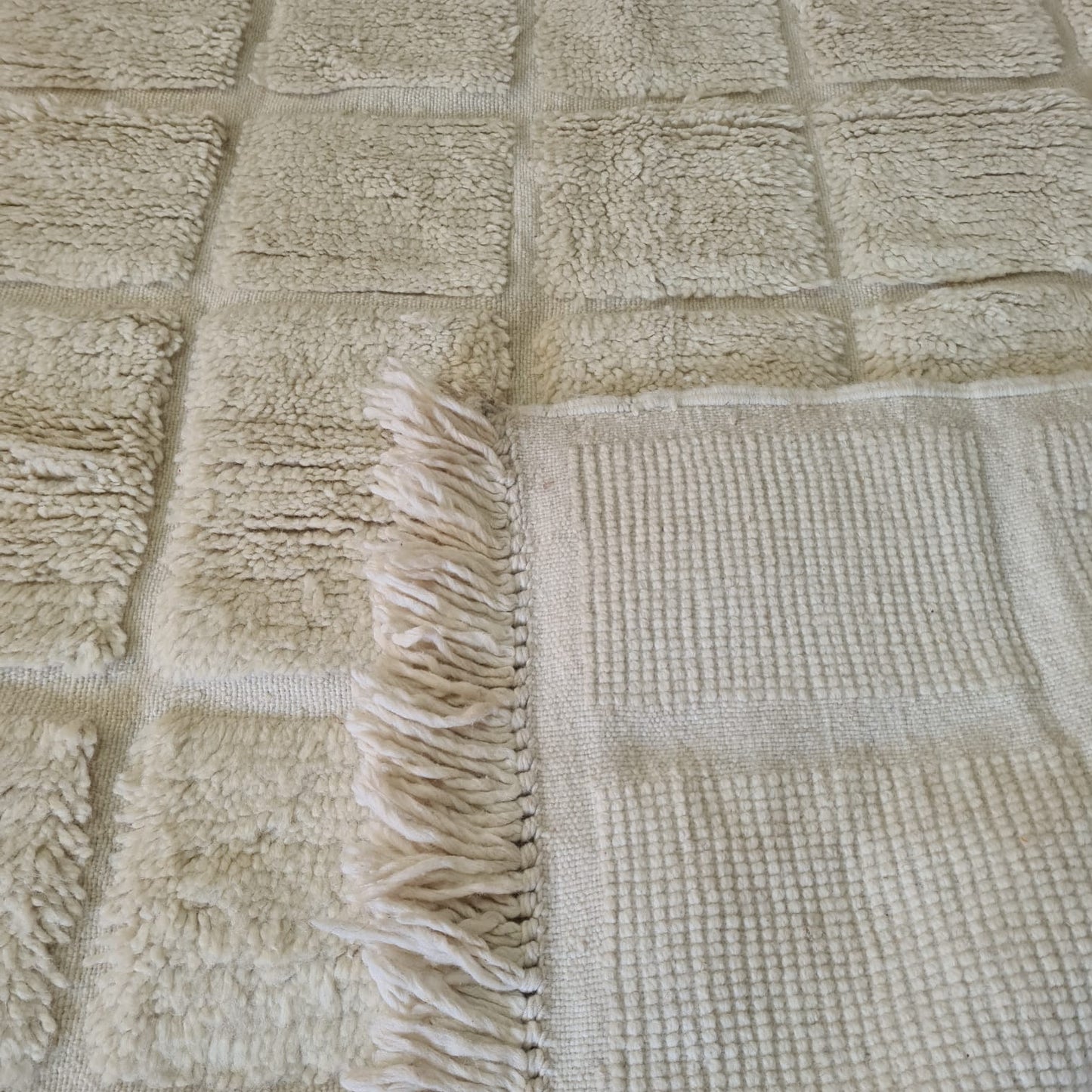 Ivory Relief Grid — Marmoucha Checker in Undyed Wool