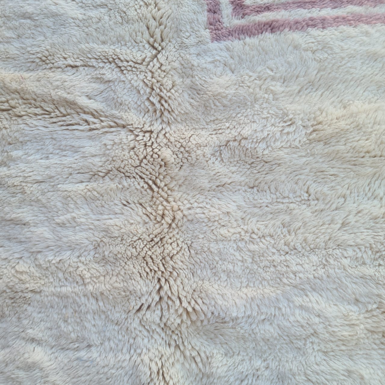 Beni Mrirt Pinstripe Panel — Ivory Field with Blush Corner