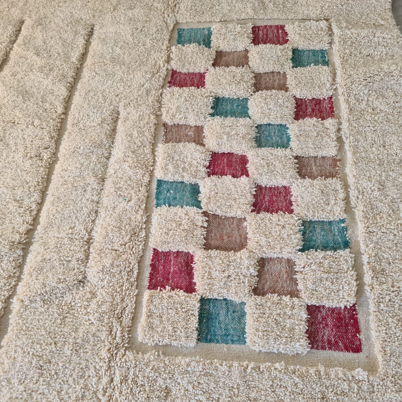 Beni Mrirt Relief Panel — Ivory Field with Checkerboard Inlay