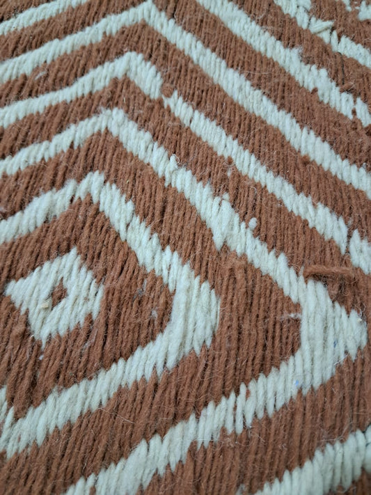 Zanafi Flatweave with Boujaad Influence — Terracotta & Ivory Geometric Wool