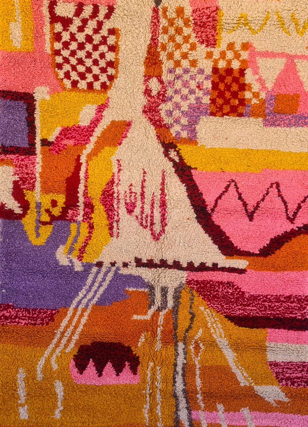 Boujaad Chromatic Landscape Rug — Ochre & Rose Narrative Field