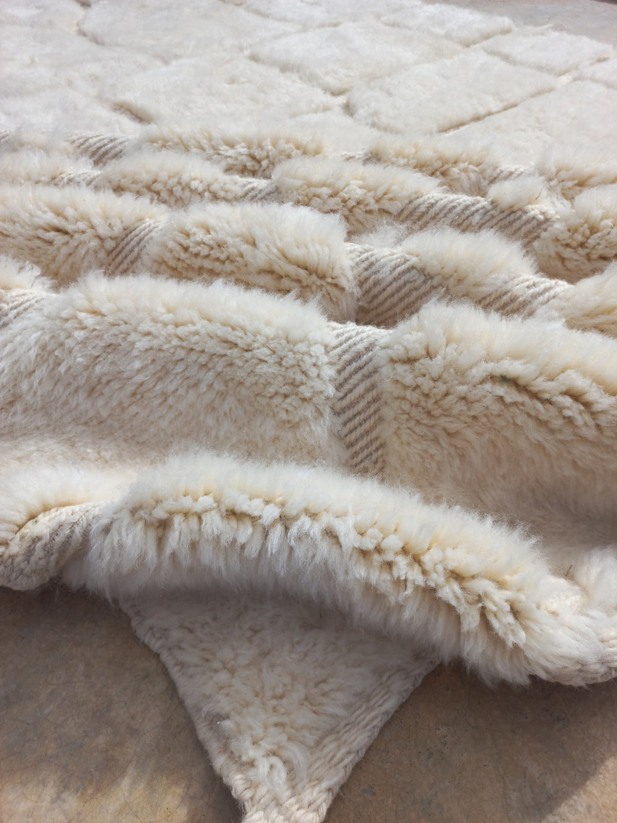 Marmoucha Ivory Sculpted Grid Rug