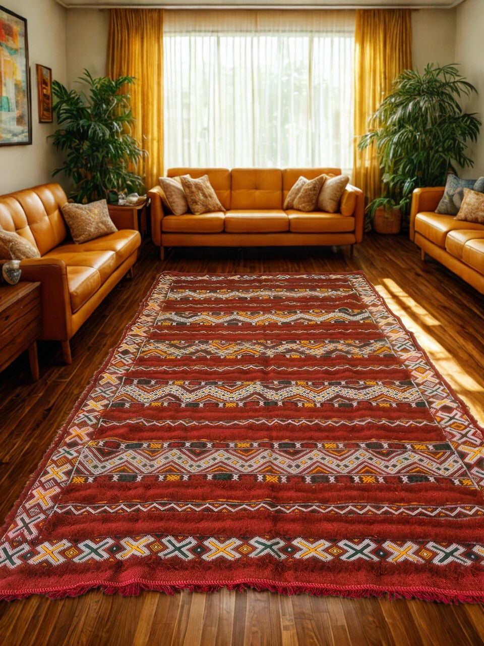 Red Heirloom – Vintage Amazigh Zigzag Hanbel from the Zayan Plateau