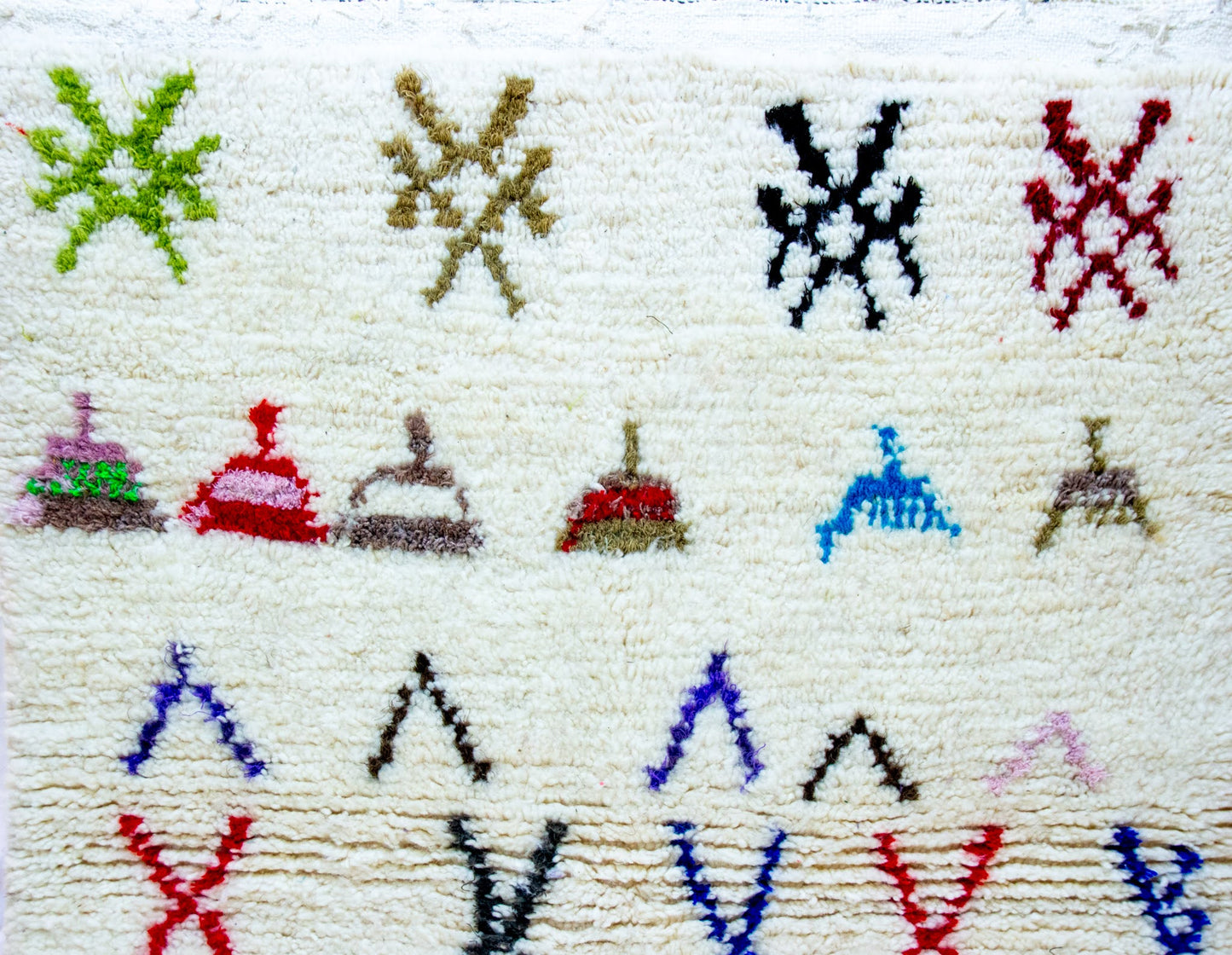 Azilal Glyph Ledger — Ivory Wool with Multicolor Motifs