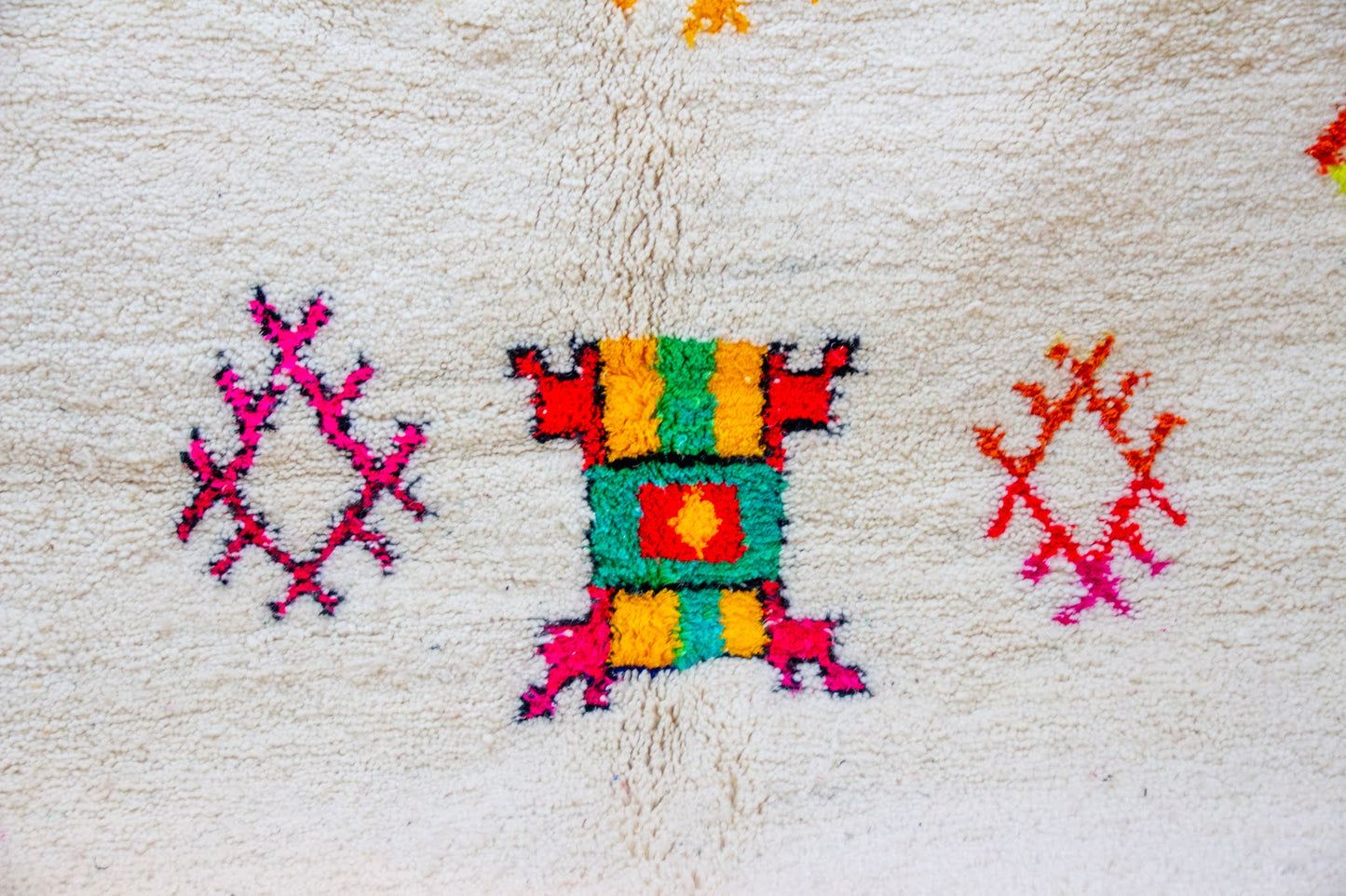 Azilal Symbolic Constellation — Ivory Wool with Multicolor Amazigh Glyphs