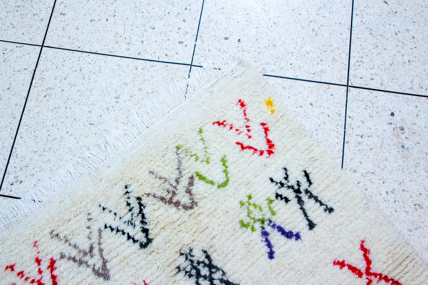 Azilal Glyph Ledger — Ivory Wool with Multicolor Motifs