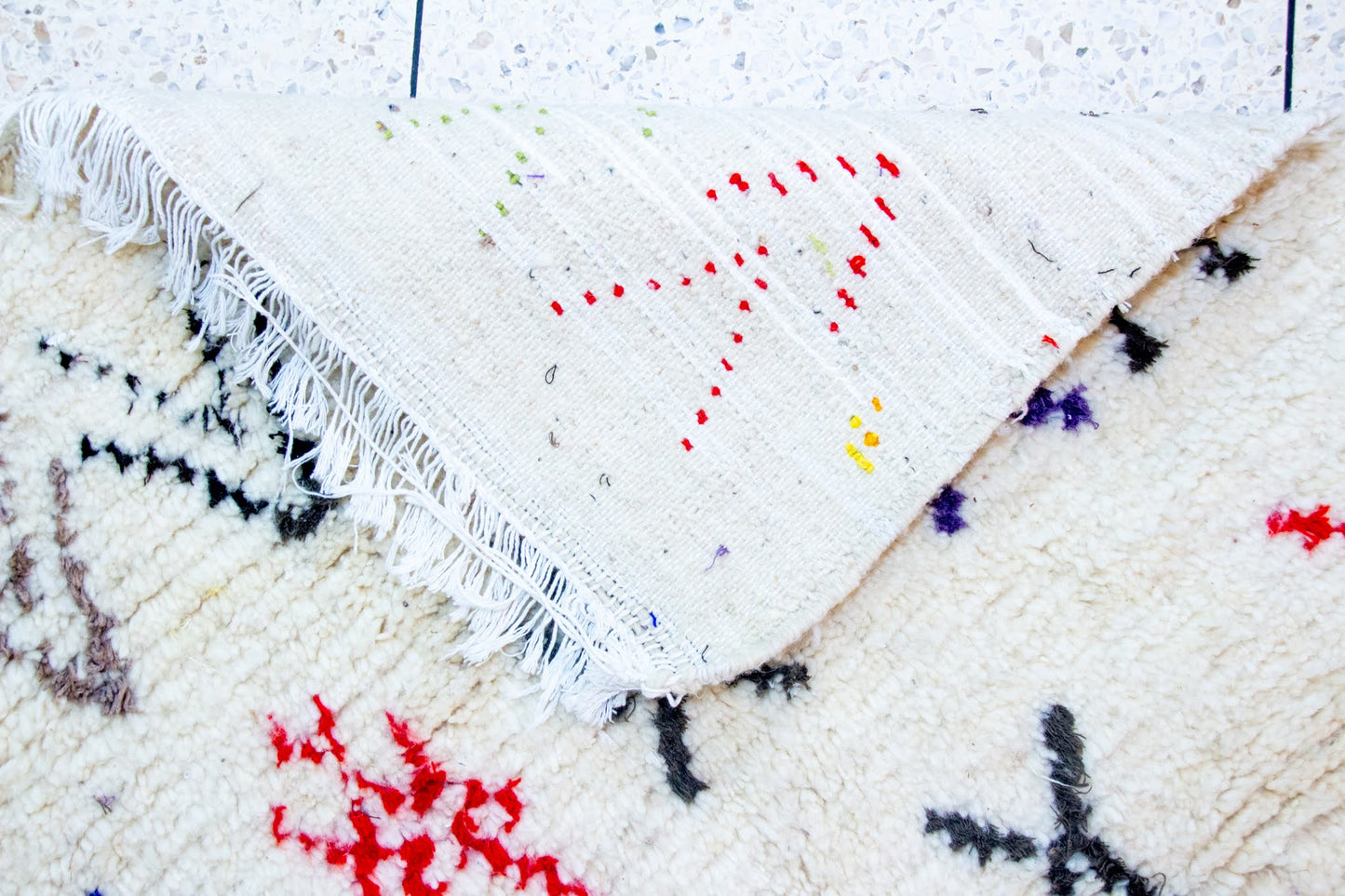 Azilal Glyph Ledger — Ivory Wool with Multicolor Motifs