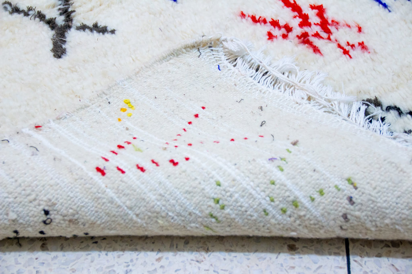 Azilal Glyph Ledger — Ivory Wool with Multicolor Motifs