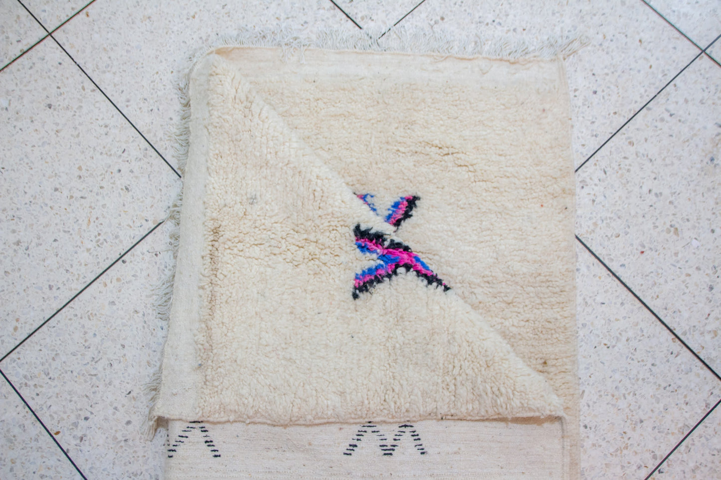 Azilal Pile Rug — Ivory Constellation with “X” & “W” Charms