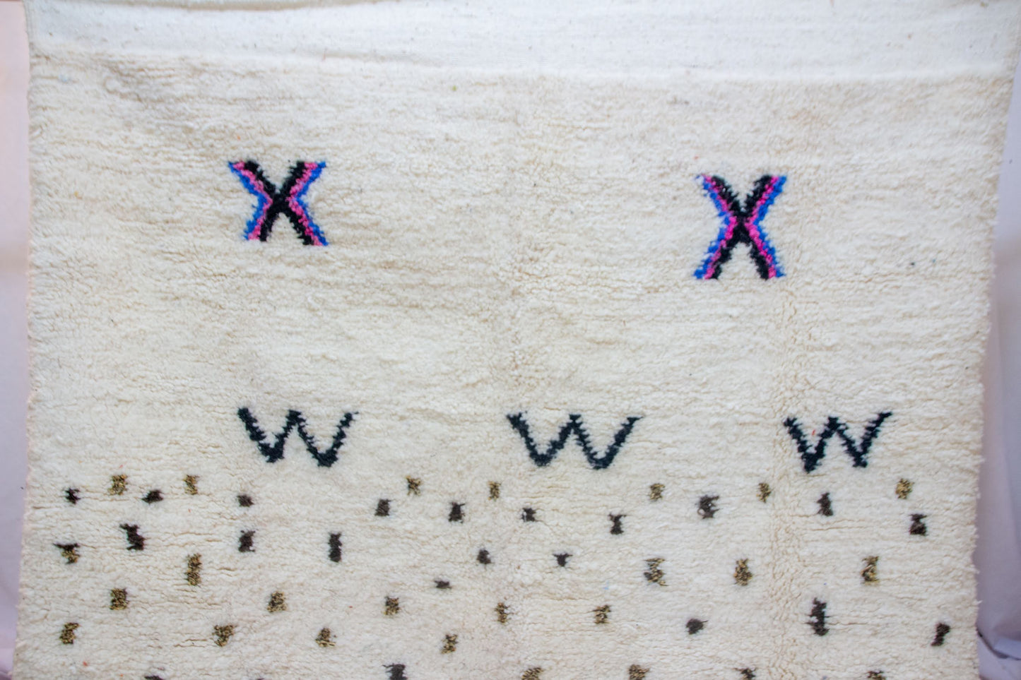 Azilal Pile Rug — Ivory Constellation with “X” & “W” Charms