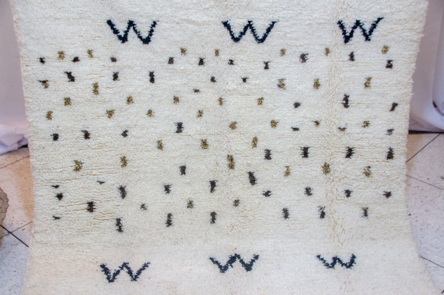Azilal Pile Rug — Ivory Constellation with “X” & “W” Charms