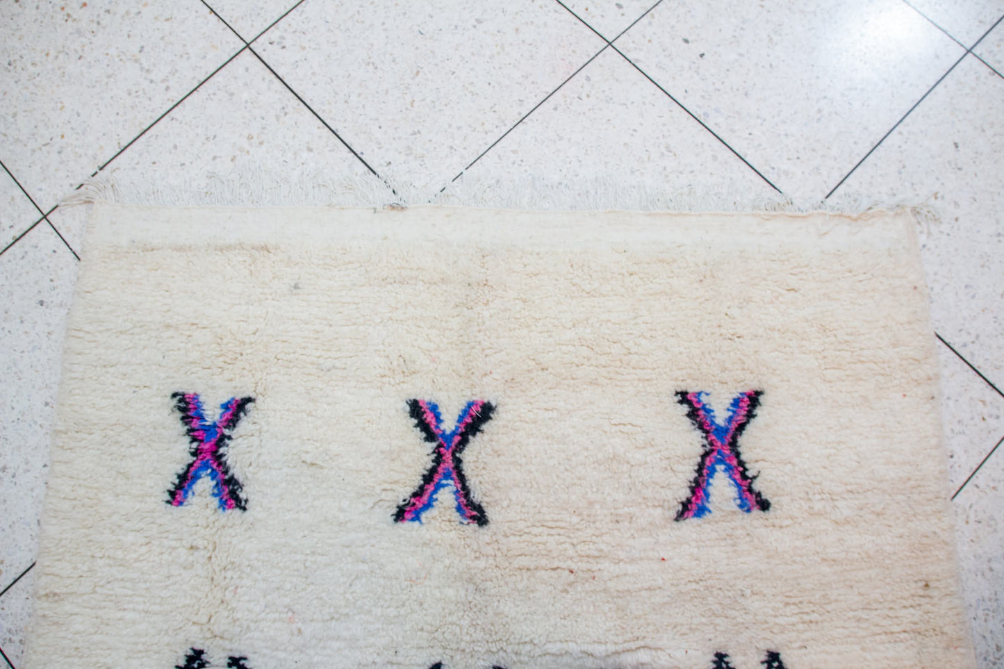 Azilal Pile Rug — Ivory Constellation with “X” & “W” Charms