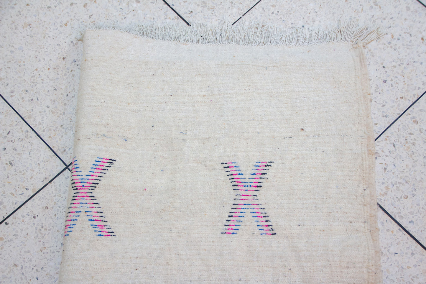 Azilal Pile Rug — Ivory Constellation with “X” & “W” Charms
