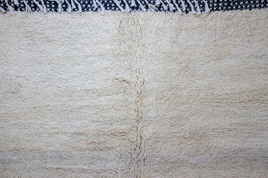 Beni Ourain Pile Rug — Ivory Abrash with Indigo Check Bands