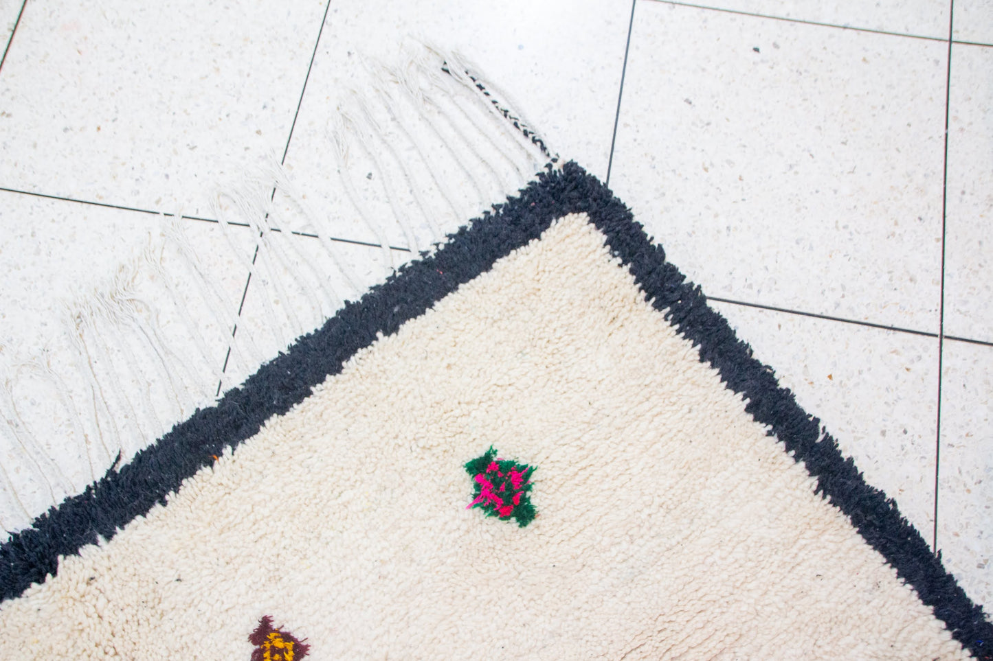 Azilal Ivory Field with Sprig Motifs — Charcoal Border