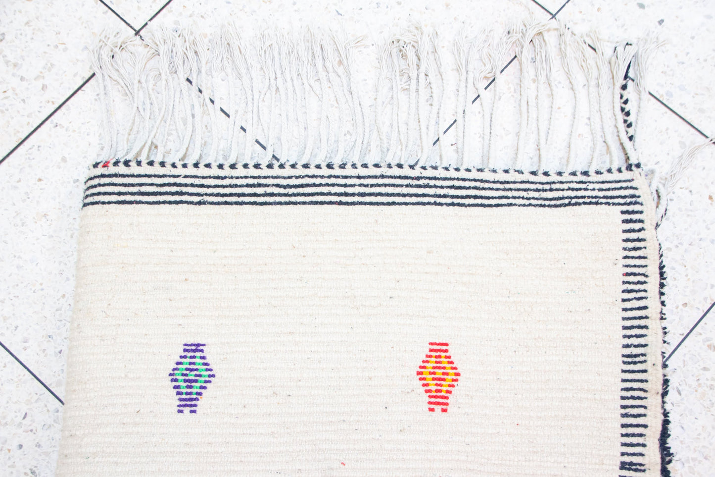 Azilal Ivory Field with Sprig Motifs — Charcoal Border