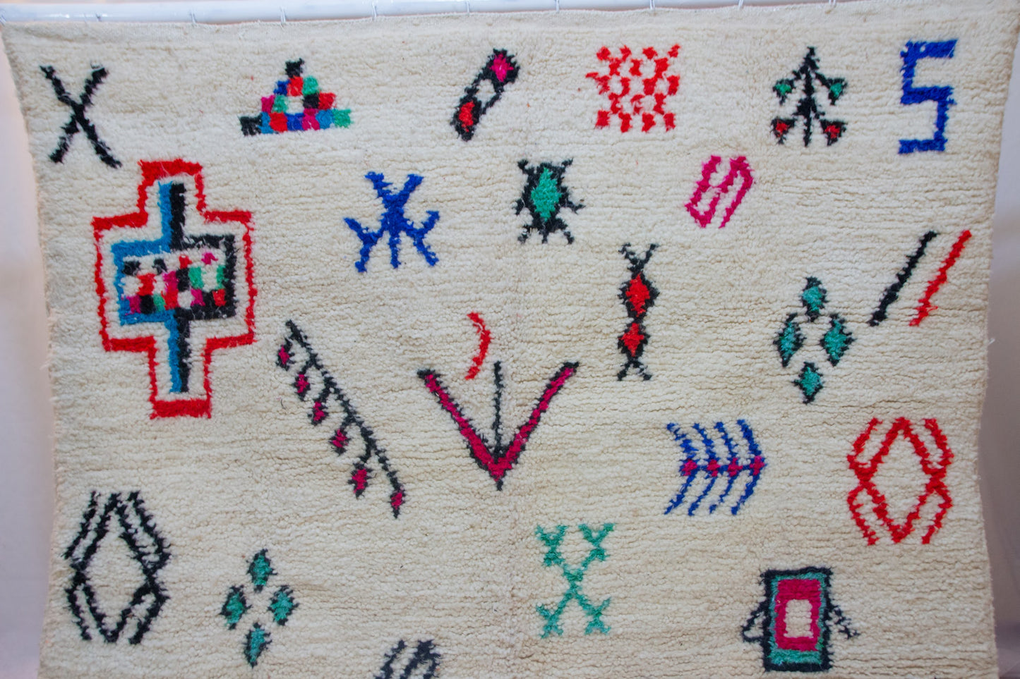 Azilal Glyph Scatter — Ivory Field with Multicolor Signs
