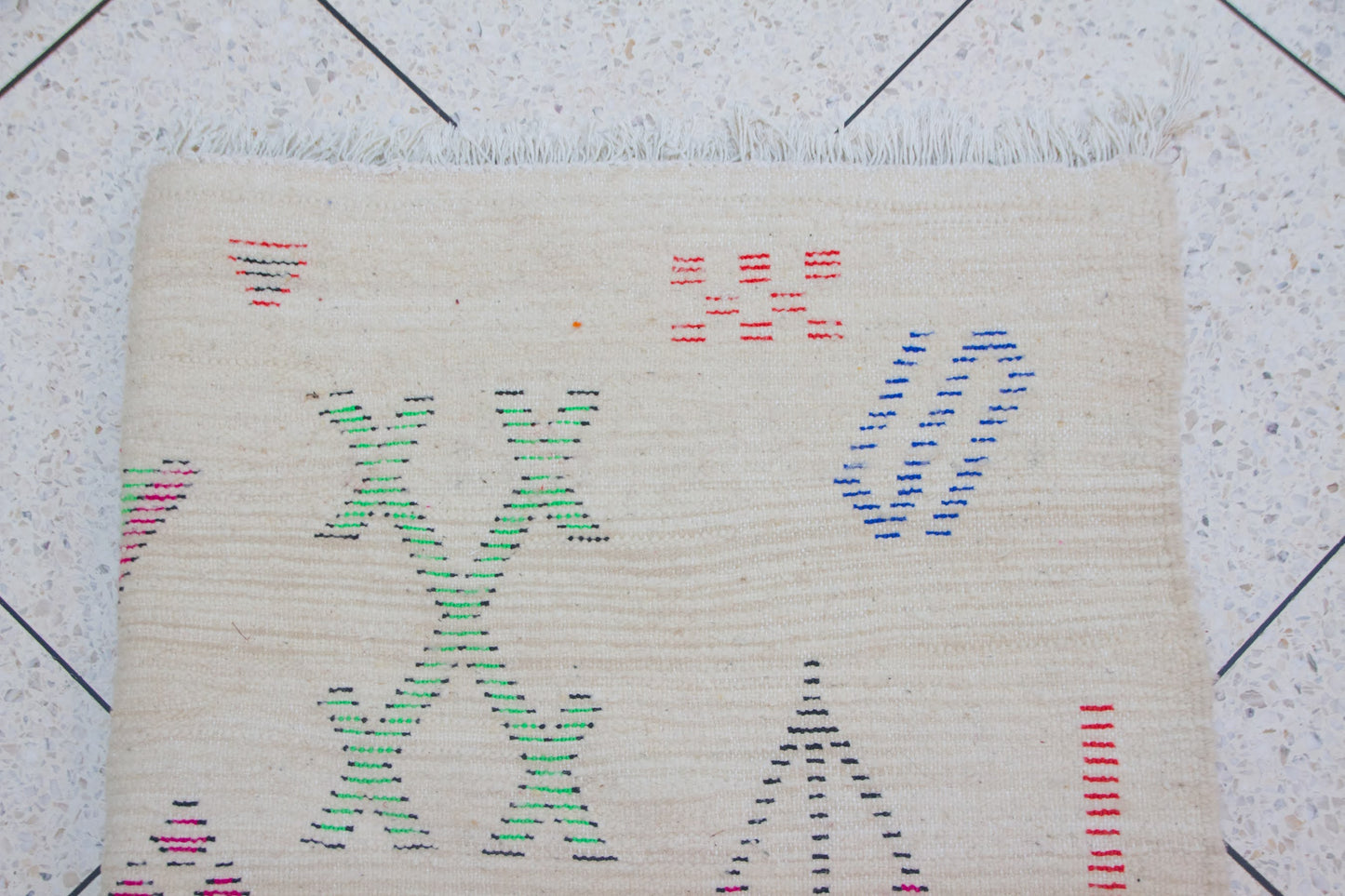 Azilal Glyph Scatter — Ivory Field with Multicolor Signs