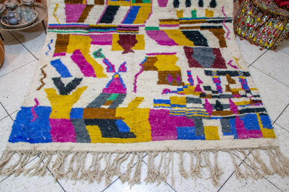 Boujaad Abstract Collage — Ivory Ground with Vivid Blocks