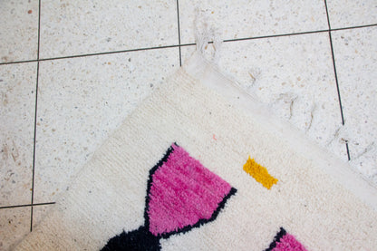 Boujaad Geometric Totems — Ivory Ground with Pink, Green & Saffron