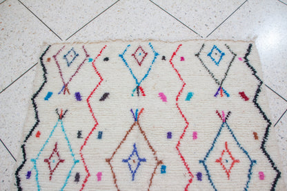 Azilal Lattice Rug — Ivory with Multicolor Diamond Medallions
