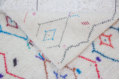 Azilal Lattice Rug — Ivory with Multicolor Diamond Medallions