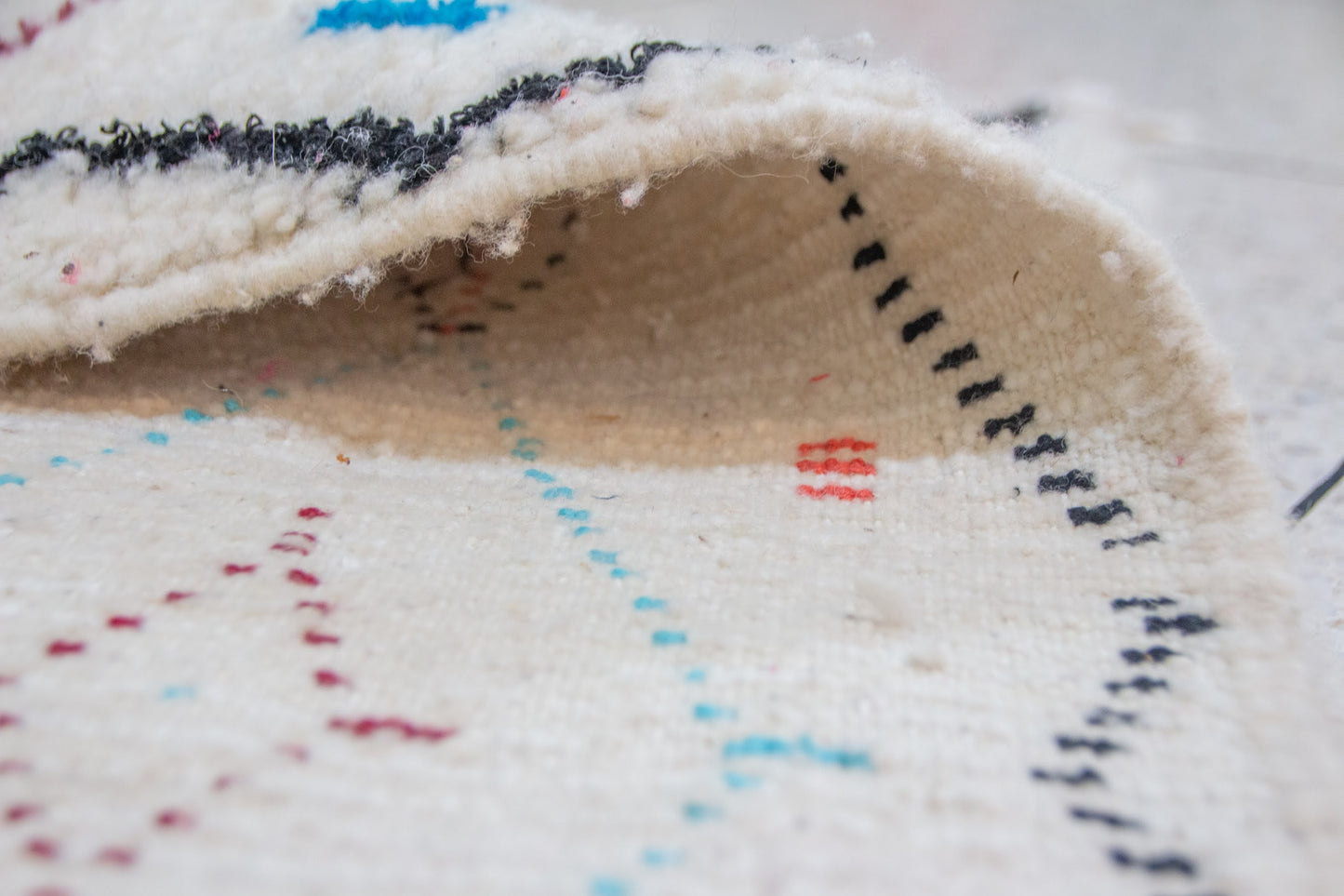 Azilal Lattice Rug — Ivory with Multicolor Diamond Medallions