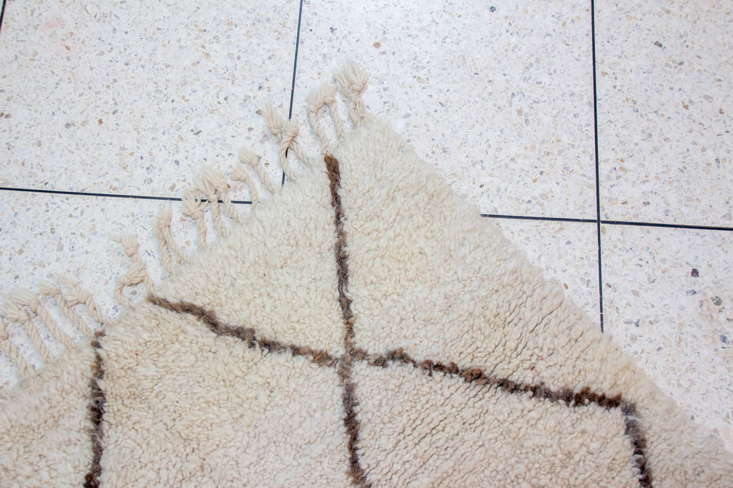 Marmoucha Lattice Rug — Ivory with Cocoa Diamond Grid