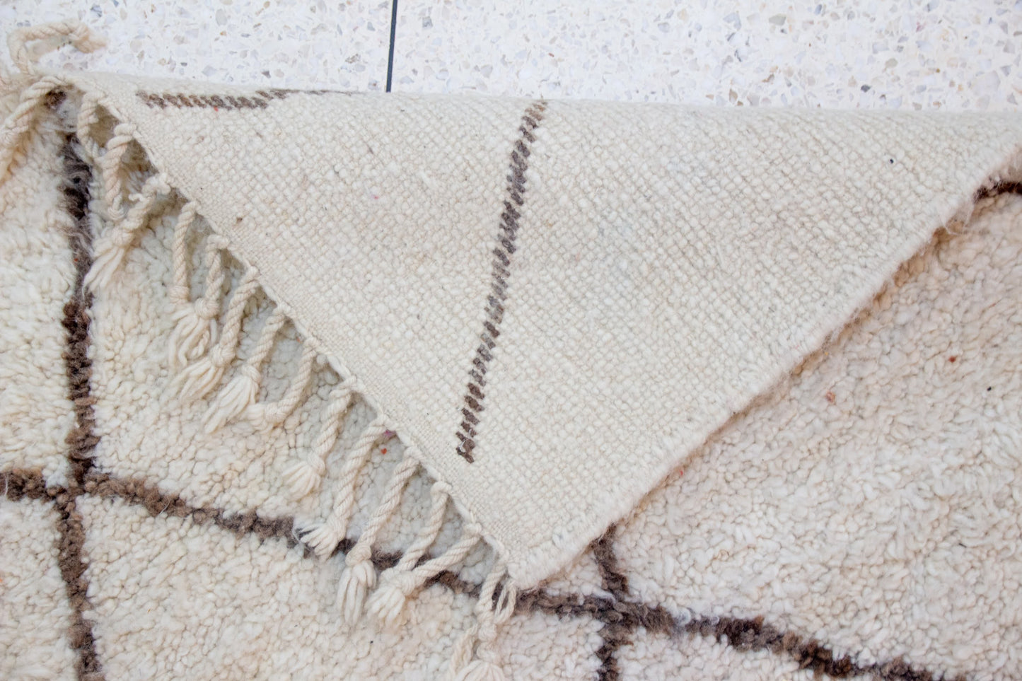 Marmoucha Lattice Rug — Ivory with Cocoa Diamond Grid