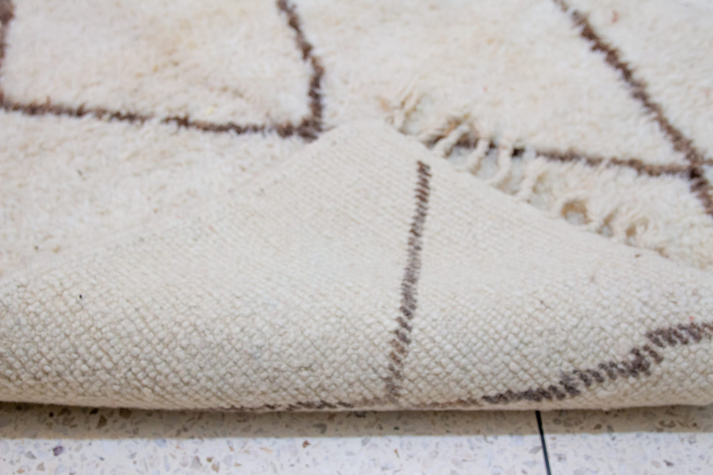 Marmoucha Lattice Rug — Ivory with Cocoa Diamond Grid