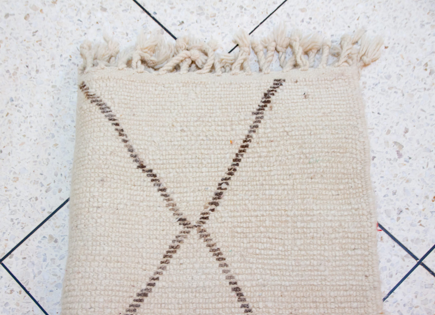Marmoucha Lattice Rug — Ivory with Cocoa Diamond Grid