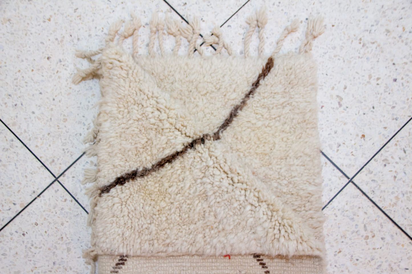 Marmoucha Lattice Rug — Ivory with Cocoa Diamond Grid