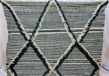 Zanafi Boujaad Runner — Wool Striped Flatweave with Raised Diamond Tufts