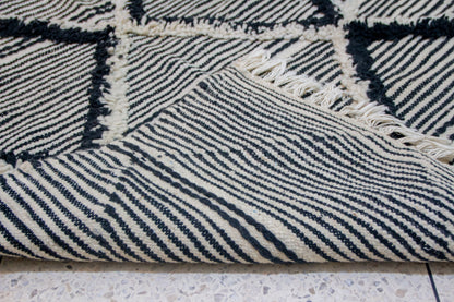 Zanafi Boujaad Runner — Wool Striped Flatweave with Raised Diamond Tufts