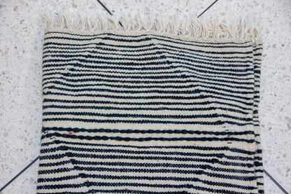 Zanafi Boujaad Runner — Wool Striped Flatweave with Raised Diamond Tufts