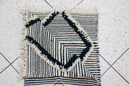Zanafi Boujaad Runner — Wool Striped Flatweave with Raised Diamond Tufts