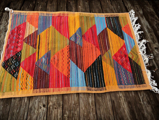 Saffron Frame — Taznakht Prism Mosaic Kilim